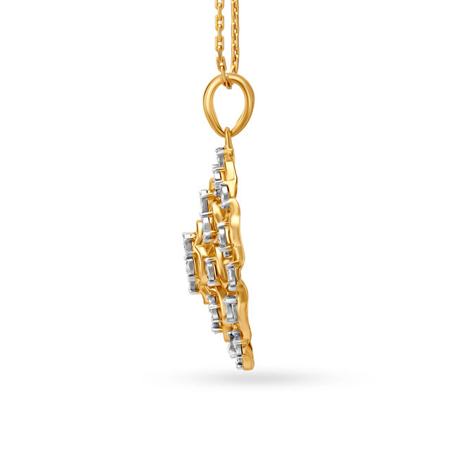 Gleaming Gold Pendant and Earrings Set with Diamonds 3