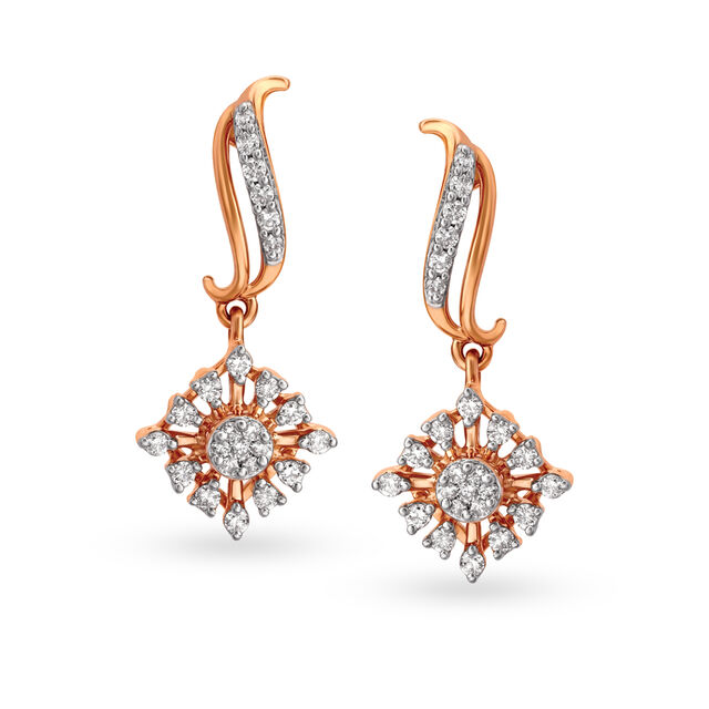 Splendid Rose Gold and Diamond Drop Earrings 