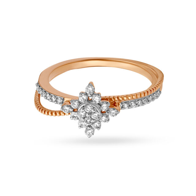 Marvelous 18 Karat Rose Gold And Diamond Floral Finger Ring,,hi-res 2