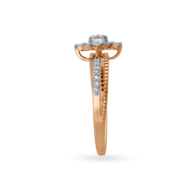 Marvelous 18 Karat Rose Gold And Diamond Floral Finger Ring,,hi-res 3
