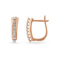Classic Geometric Rose Gold and Diamond Hoop Earrings,,hi-res 2