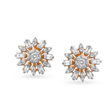 Tantalizing 18 Karat Rose Gold And Diamond Flower Cutout Stud Earrings