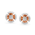 Dazzling Floral Rose Gold and Diamond Round Stud Earrings,,hi-res 