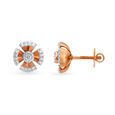 Dazzling Floral Rose Gold and Diamond Round Stud Earrings,,hi-res 2