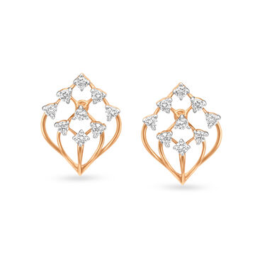 Mesmerising Floral Rose Gold and Diamond Stud Earrings
