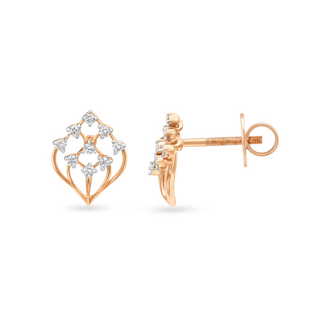 Mesmerising Floral Rose Gold and Diamond Stud Earrings