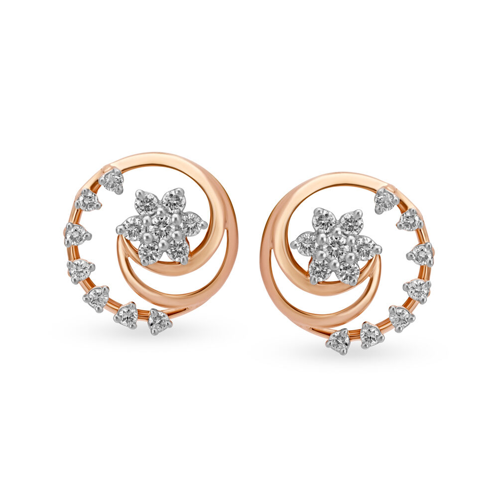 Buy Charming Rose Gold and Diamond Fancy Stud Earrings at Best Price Tanishq US