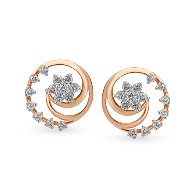 Charming Rose Gold and Diamond Fancy Stud Earrings 