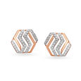 Chic Geometric Hexagonal Rose Gold and Diamond Stud Earrings,,hi-res 