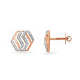 Chic Geometric Hexagonal Rose Gold and Diamond Stud Earrings,,hi-res 2