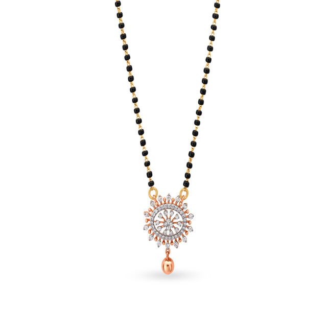 Compass Inspired Diamond Mangalsutra in Yellow and Rose Gold,,hi-res 