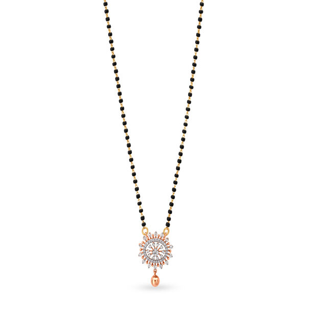 Compass Inspired Diamond Mangalsutra in Yellow and Rose Gold,,hi-res 2