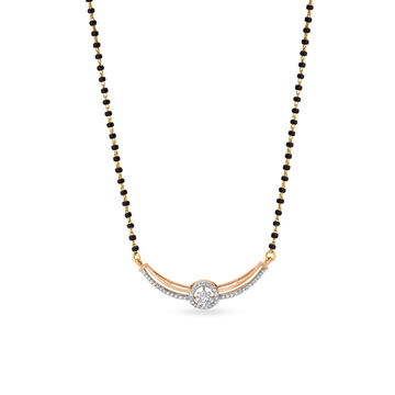 Elegant Floral Diamond Mangalsutra in Yellow and Rose Gold
