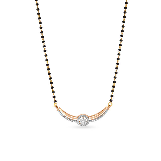 Elegant Floral Diamond Mangalsutra in Yellow and Rose Gold 