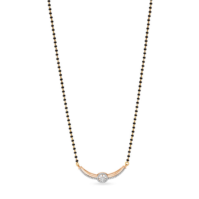Elegant Floral Diamond Mangalsutra in Yellow and Rose Gold 2
