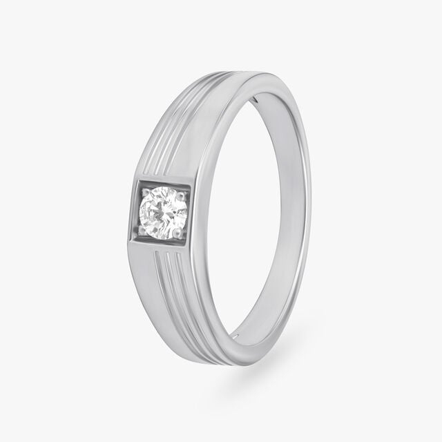 Dazzling Single Stone Diamond Finger Ring For Men 