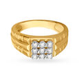 Ridged Diamond and Gold Finger Ring for Men 2