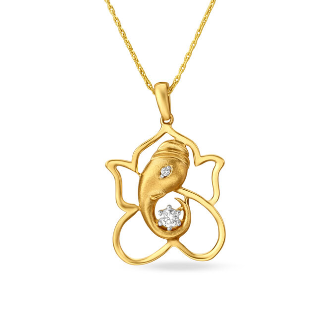 Floral Pendant with Lord Ganesha Motif,,hi-res 