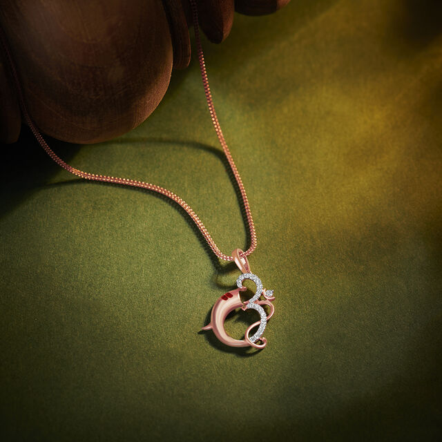 Divine Lord Ganesha Rose Gold and Diamond Pendant 