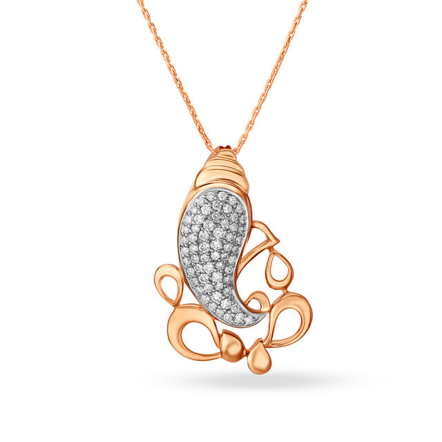 Radiant Rose Gold and Diamond Ganesha Pendant 