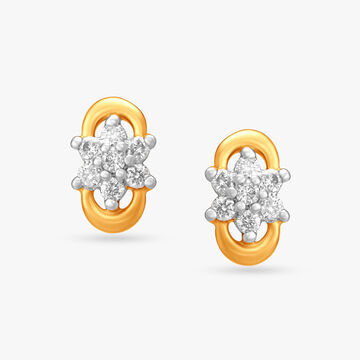 Sparkling Floral Diamond Stud Earrings