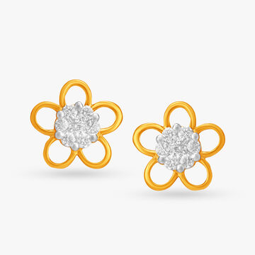 Cute Blossom Diamond Stud Earrings