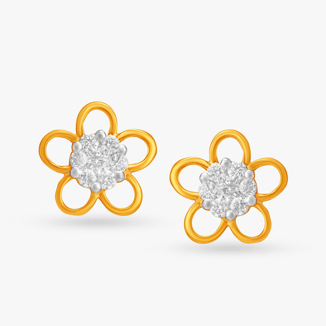Cute Blossom Diamond Stud Earrings 