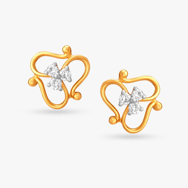 Radiant Floral Diamond Stud Earrings,,hi-res 