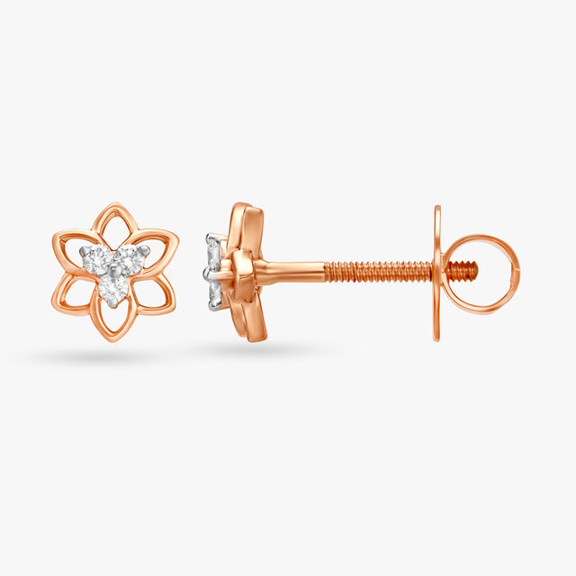 Striking Floral Diamond Stud Earrings 2