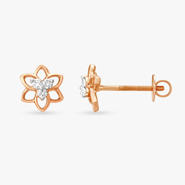 Striking Floral Diamond Stud Earrings,,hi-res 2