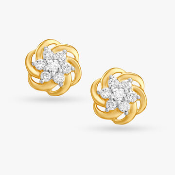 Classy Floral Diamond Stud Earrings