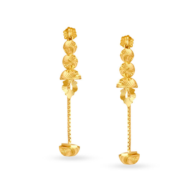 Beautiful Yellow Gold Floral Drop Earrings 