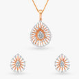 Radiant Raindrop Diamond Pendant and Earrings Set 