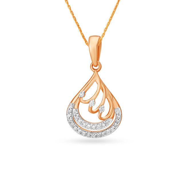 Majestic Teardrop Shaped Rose Gold and Diamond Pendant and Earrings Set,,hi-res 2