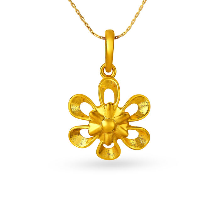 Delightful Yellow Gold Flower Pendant 