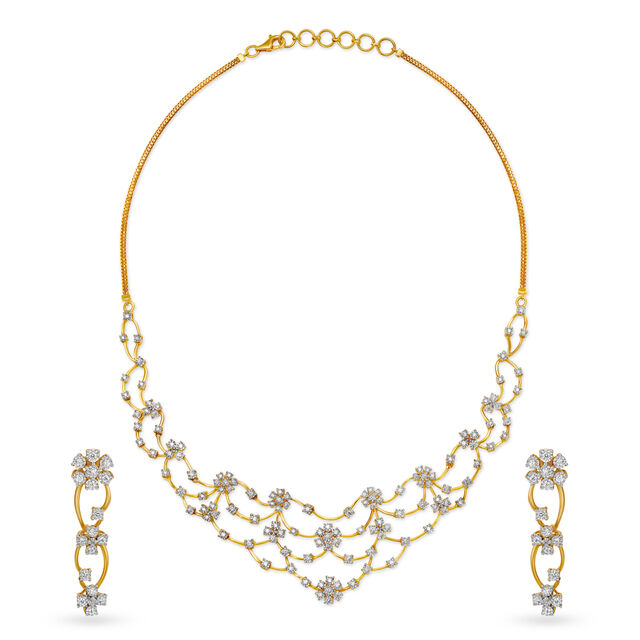 Mesmerising Diamond Necklace Set Yellow and White Gold 