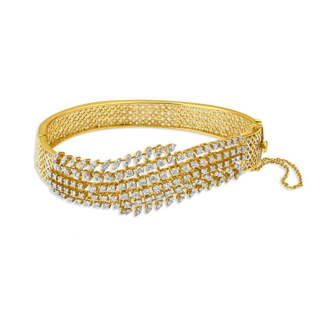 Captivating Wave Pattern Diamond Bangle,,hi-res 