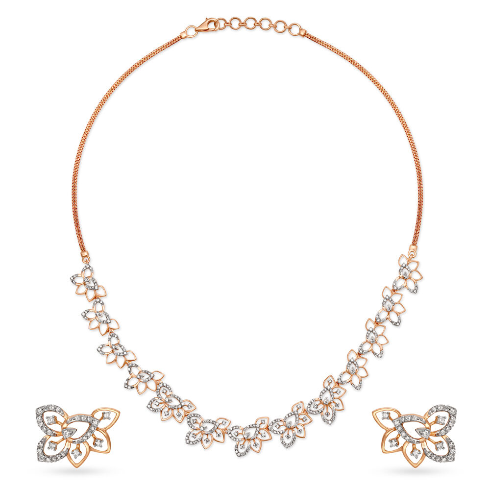 Buy Stunning Rose Gold and Diamond Necklace Set at Best Price Tanishq UAE