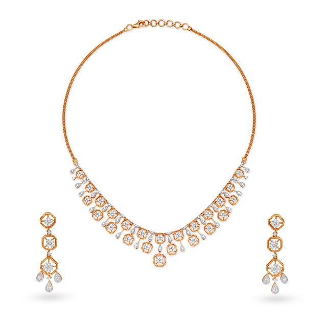 Elaborate Rose Gold Necklace Set 