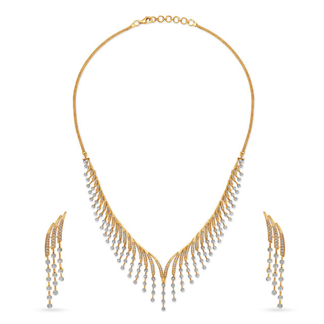 Surreal Diamond Necklace Set in Yellow and White Gold 