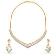 Striking Diamond Necklace Set in Yellow and White Gold 