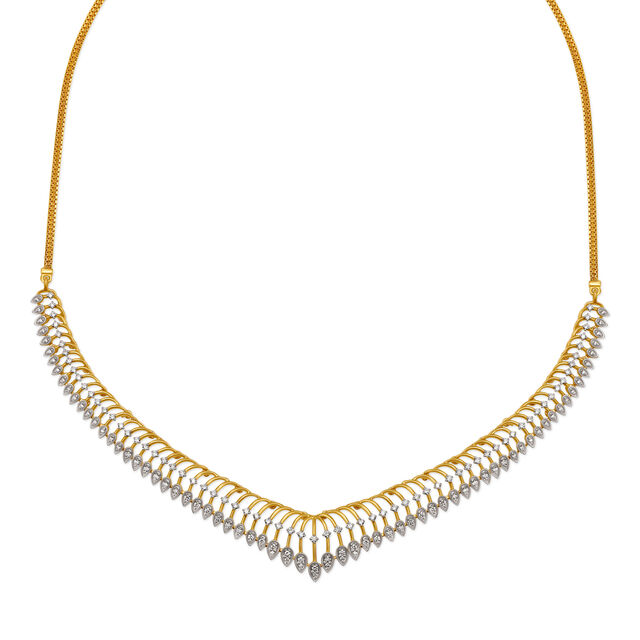 Striking Diamond Necklace Set in Yellow and White Gold 2