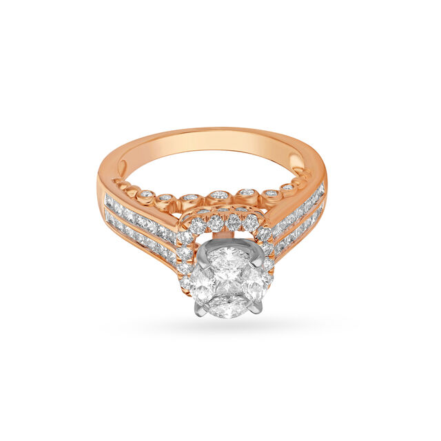 Captivating 18 Karat Rose And White Gold And Diamond Floral Ring,,hi-res 2