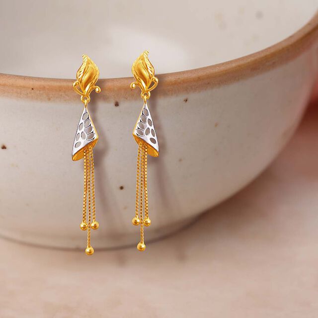 Glossy Gold Drop Earrings,,hi-res 