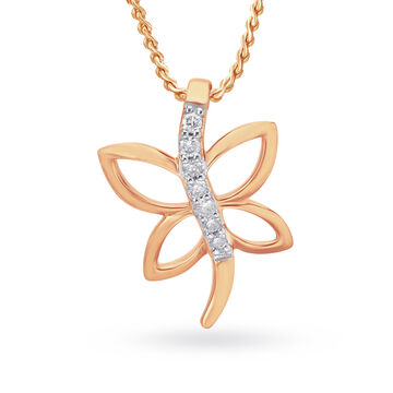 Whimsical 18 Karat Rose Gold And Diamond Dragonfly Pendant