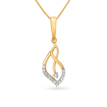 Contemporary Serene Leaf Pattern Diamond Pendant