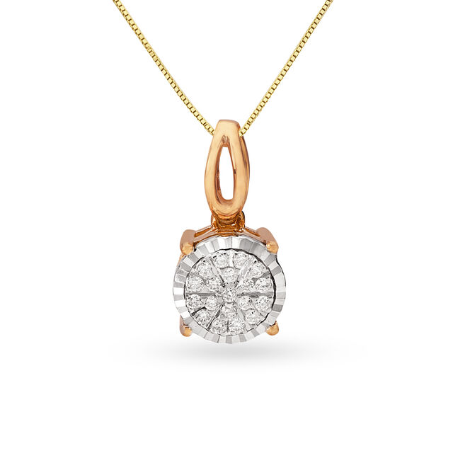 Shimmering 18 Karat Rose And White Gold And Diamond Cluster Pendant 