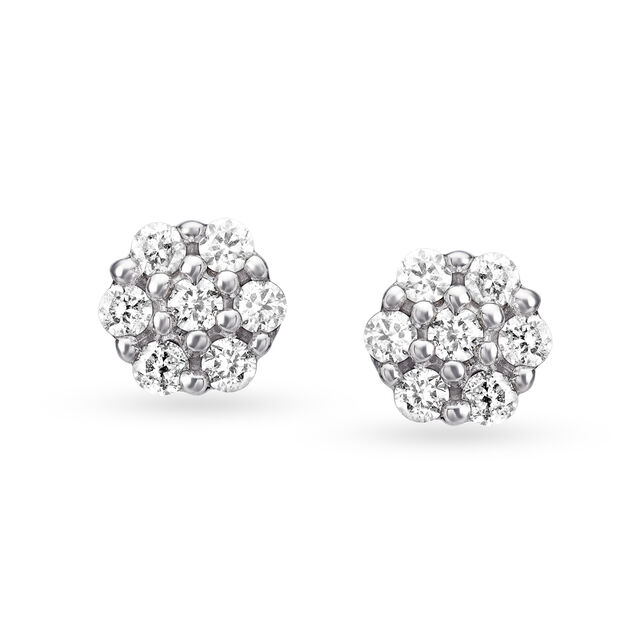 Radiant Floral Diamond Stud Earrings,,hi-res 