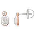 Wavy Contemporary Diamond Stud Earrings in White and Rose Gold 2