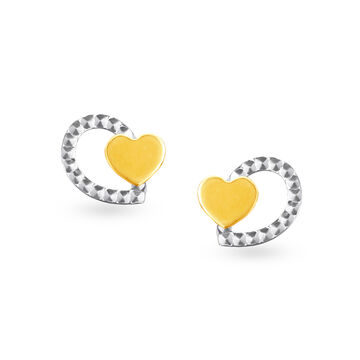 Modern 18 Karat Yellow Gold Heart Studs